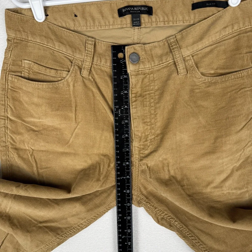 Banana Republic Traveler Slim Fit Corduroy Pants Mens 31x30 Khaki‎ Tan 744274-10